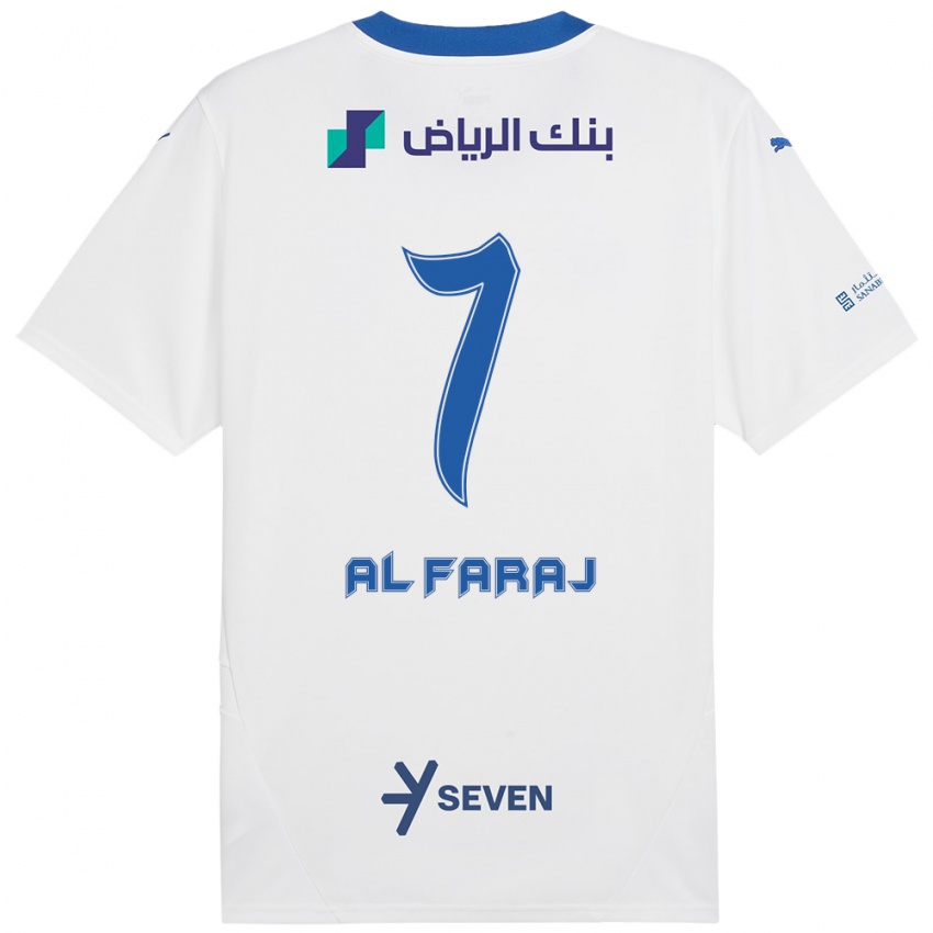 Gyermek Salman Al-Faraj #7 Fehér Kék Idegenbeli Jersey 2024/25 Mez Póló Ing