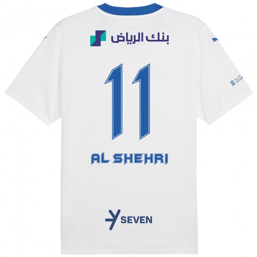 Gyermek Saleh Al-Shehri #11 Fehér Kék Idegenbeli Jersey 2024/25 Mez Póló Ing