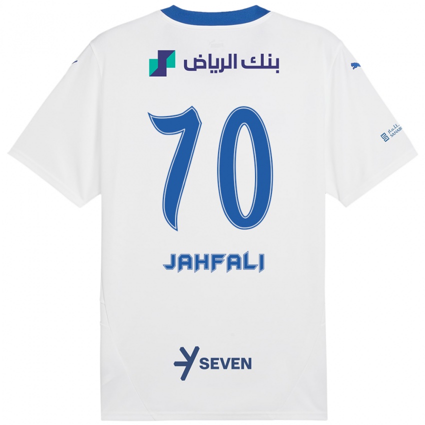 Gyermek Mohammed Jahfali #70 Fehér Kék Idegenbeli Jersey 2024/25 Mez Póló Ing