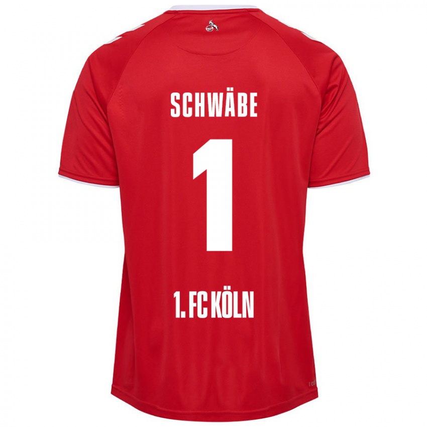 Gyermek Marvin Schwäbe #1 Piros Fehér Idegenbeli Jersey 2024/25 Mez Póló Ing