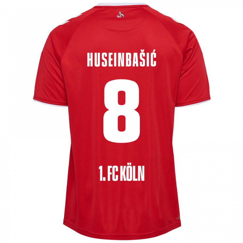 Gyermek Denis Huseinbasic #8 Piros Fehér Idegenbeli Jersey 2024/25 Mez Póló Ing