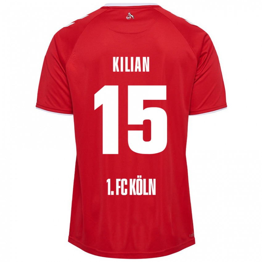 Gyermek Luca Kilian #15 Piros Fehér Idegenbeli Jersey 2024/25 Mez Póló Ing