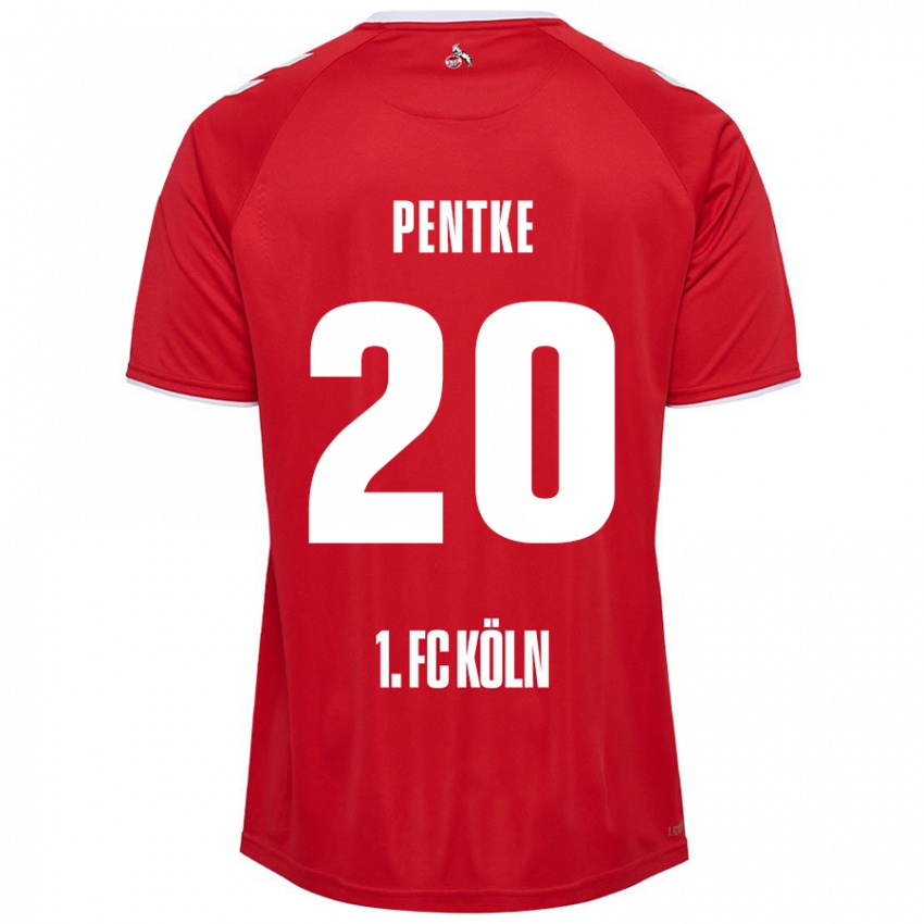 Gyermek Philipp Pentke #20 Piros Fehér Idegenbeli Jersey 2024/25 Mez Póló Ing