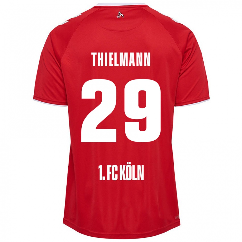 Gyermek Jan Thielmann #29 Piros Fehér Idegenbeli Jersey 2024/25 Mez Póló Ing