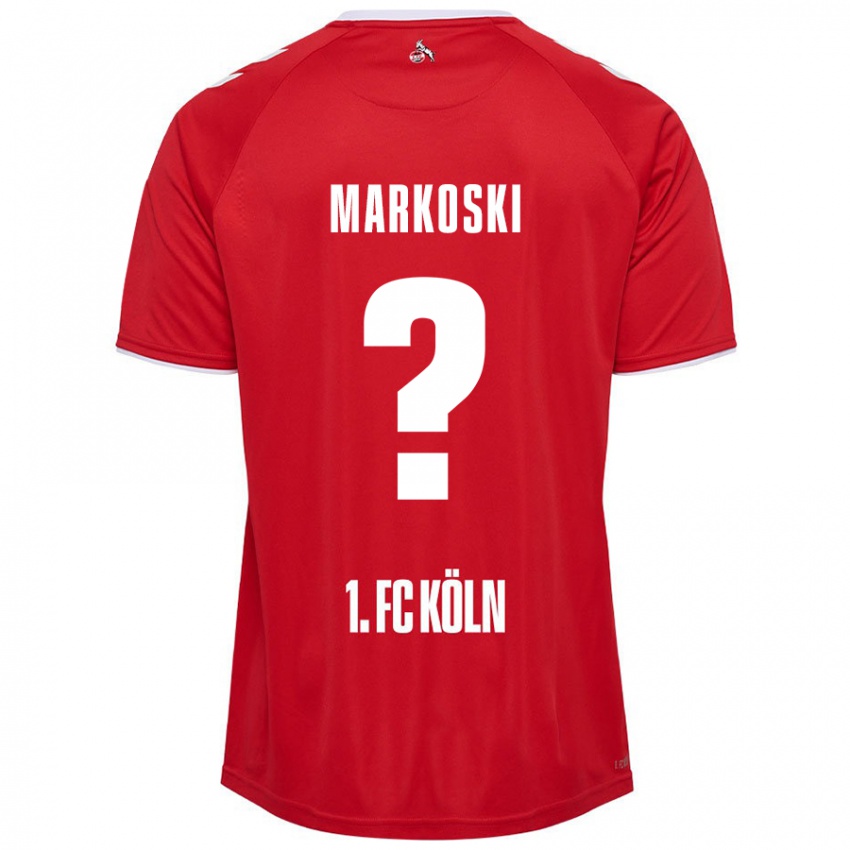 Gyermek Kristian Markoski #0 Piros Fehér Idegenbeli Jersey 2024/25 Mez Póló Ing