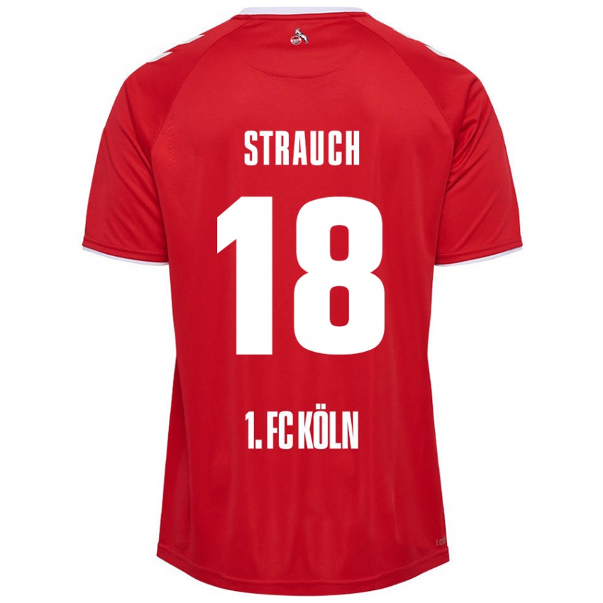 Gyermek Georg Strauch #18 Piros Fehér Idegenbeli Jersey 2024/25 Mez Póló Ing