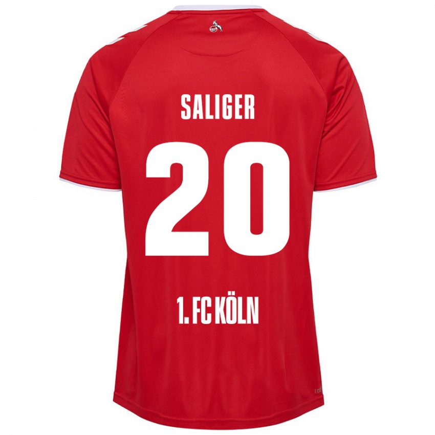 Gyermek Jonas Saliger #20 Piros Fehér Idegenbeli Jersey 2024/25 Mez Póló Ing