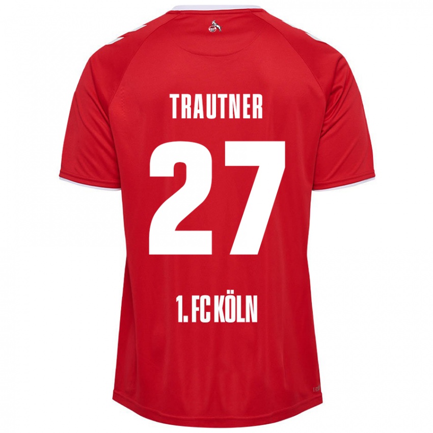 Gyermek Tobias Trautner #27 Piros Fehér Idegenbeli Jersey 2024/25 Mez Póló Ing