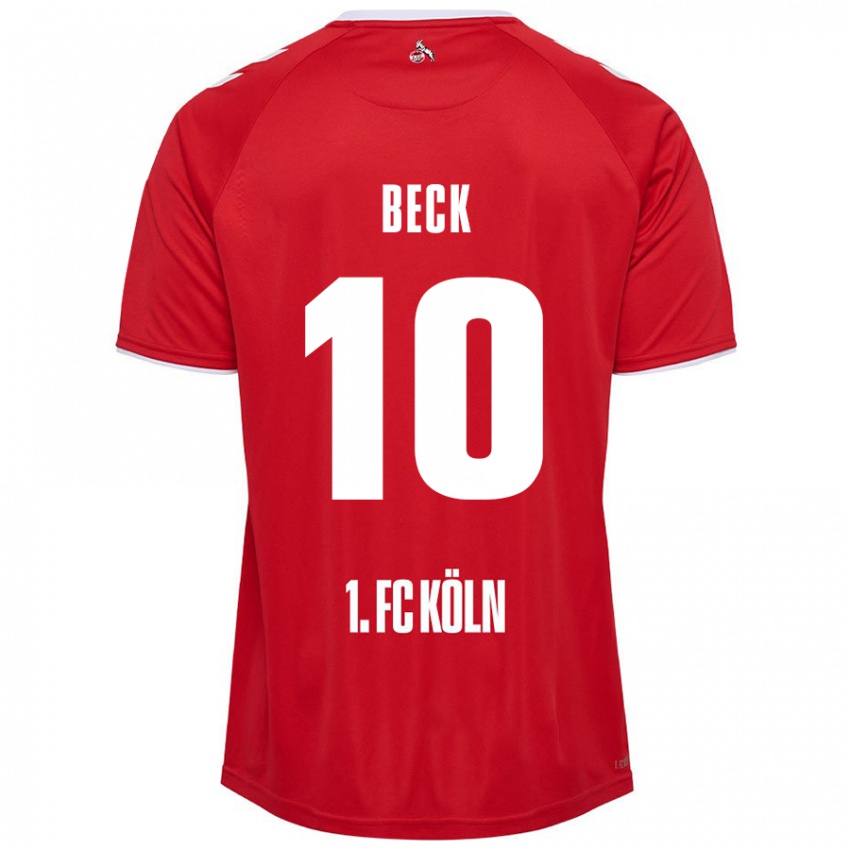 Gyermek Sharon Beck #10 Piros Fehér Idegenbeli Jersey 2024/25 Mez Póló Ing