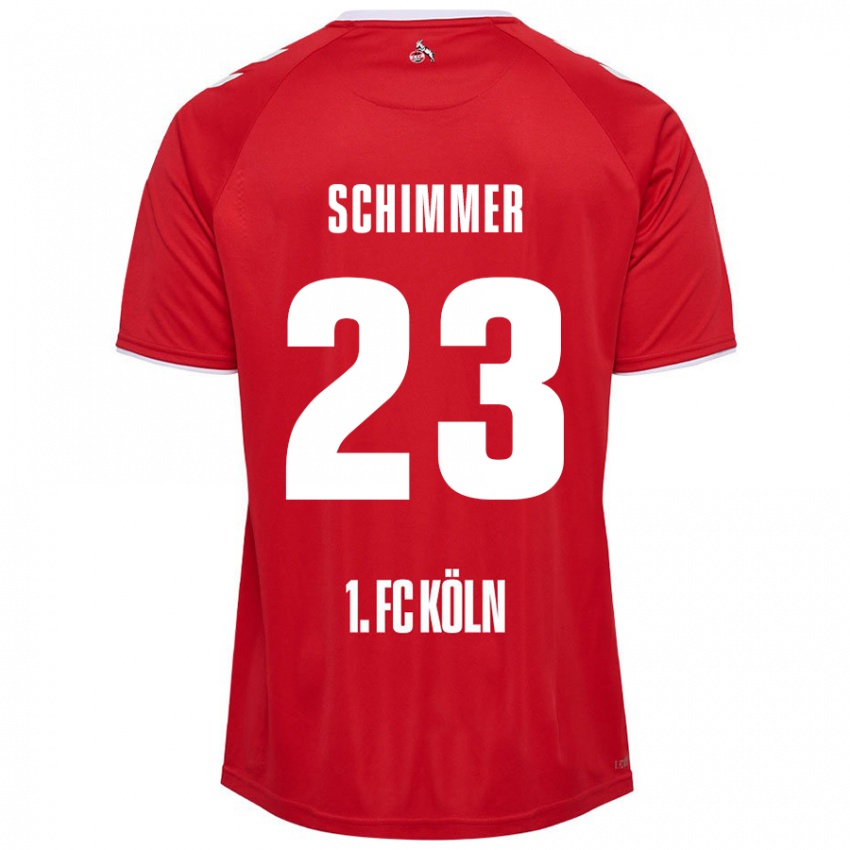 Gyermek Marleen Schimmer #23 Piros Fehér Idegenbeli Jersey 2024/25 Mez Póló Ing