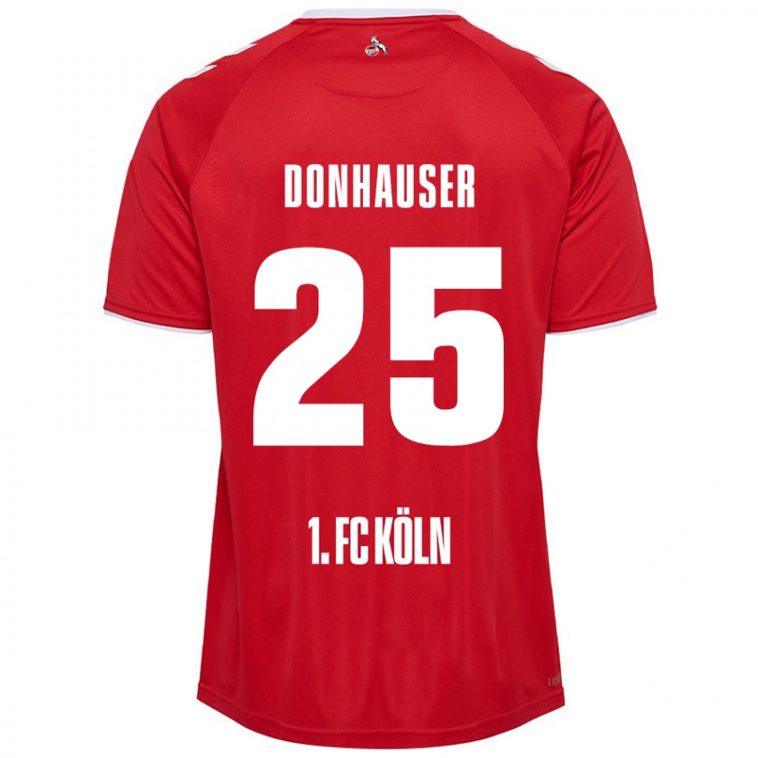 Gyermek Laura Donhauser #25 Piros Fehér Idegenbeli Jersey 2024/25 Mez Póló Ing