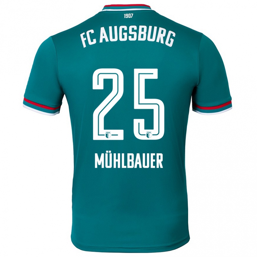 Gyermek Simon Mühlbauer #25 Sötétzöld Idegenbeli Jersey 2024/25 Mez Póló Ing