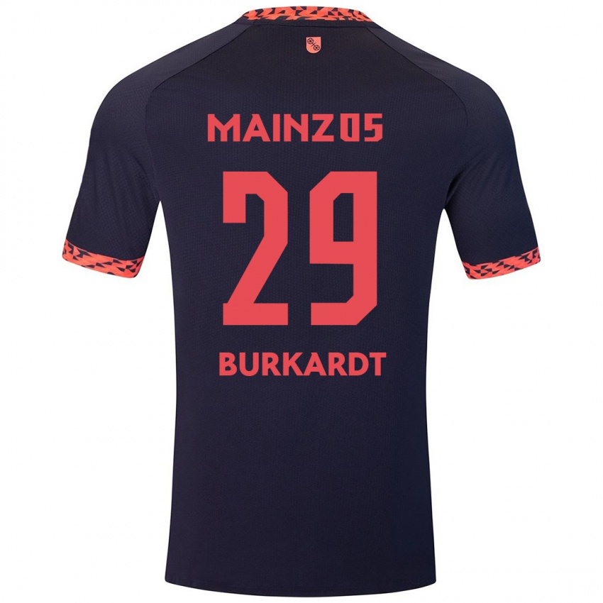 Gyermek Jonathan Burkardt #29 Kék Korall Vörös Idegenbeli Jersey 2024/25 Mez Póló Ing