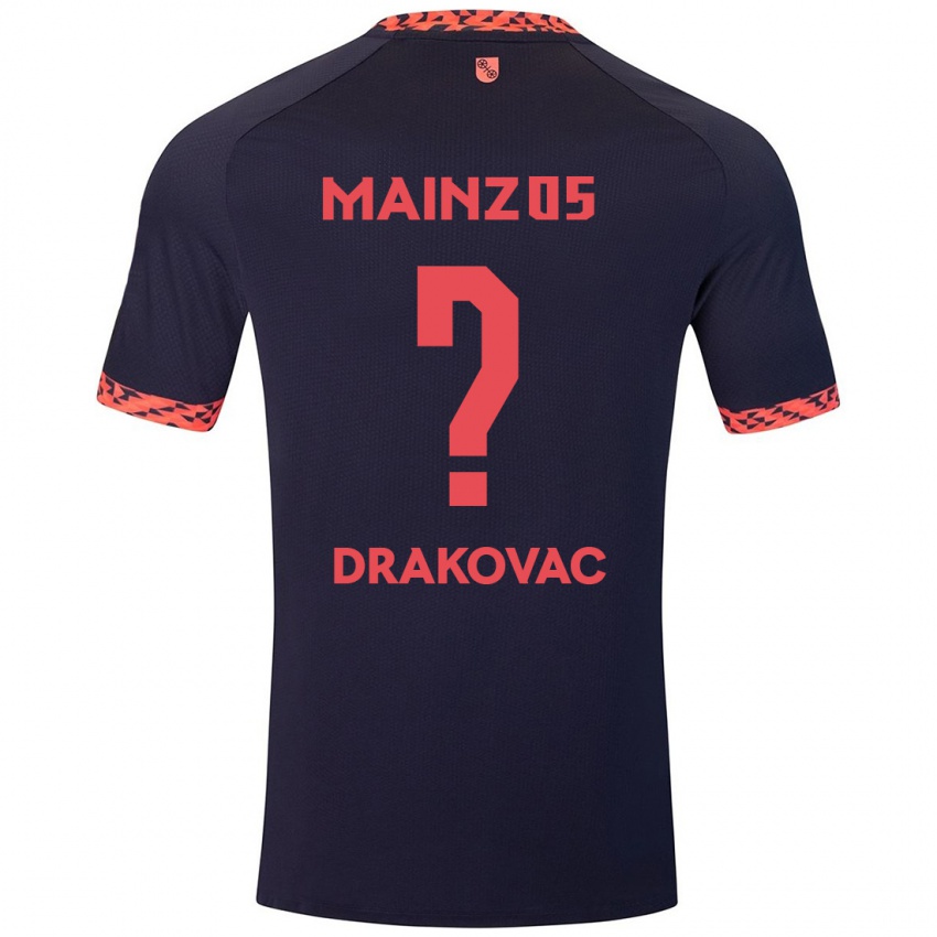 Gyermek Benjamin Drakovac #0 Kék Korall Vörös Idegenbeli Jersey 2024/25 Mez Póló Ing