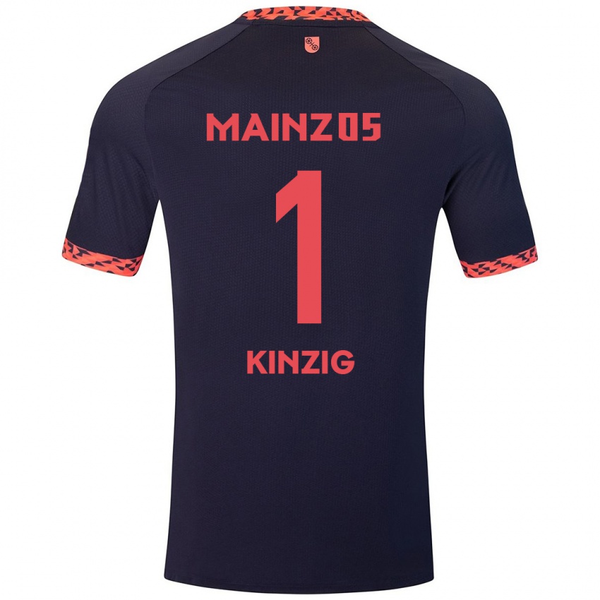 Gyermek Maximilian Kinzig #1 Kék Korall Vörös Idegenbeli Jersey 2024/25 Mez Póló Ing