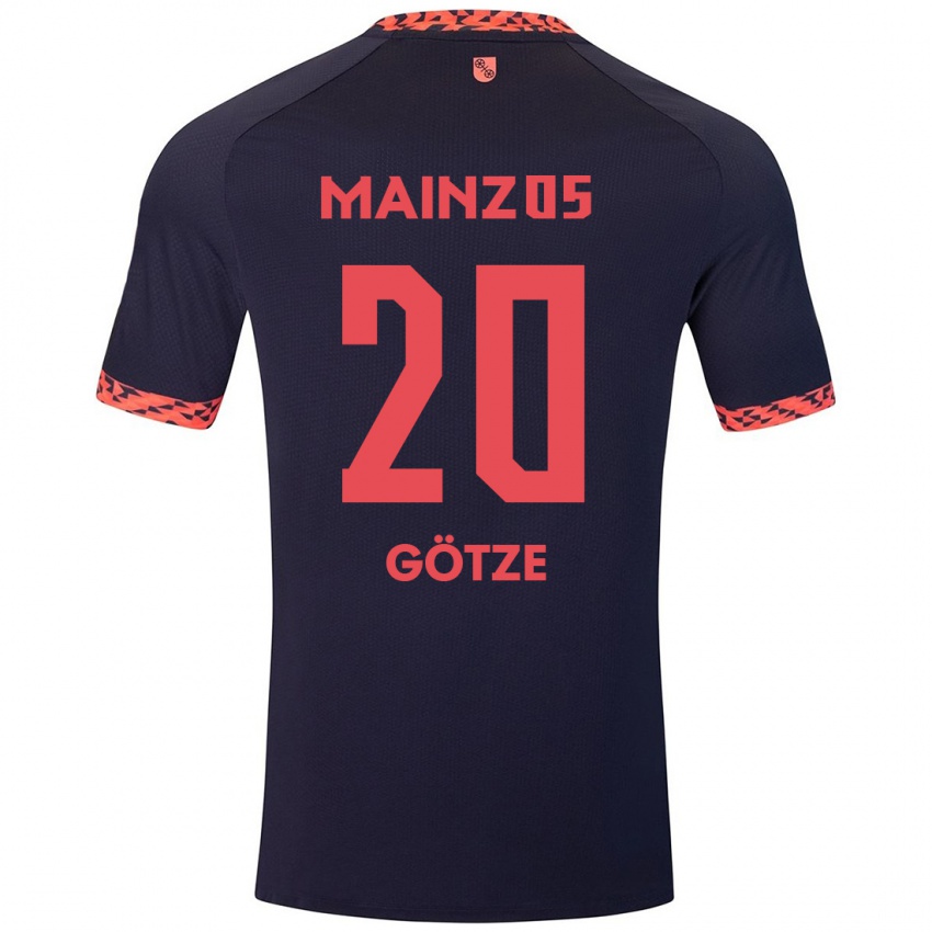 Gyermek Justus Götze #20 Kék Korall Vörös Idegenbeli Jersey 2024/25 Mez Póló Ing