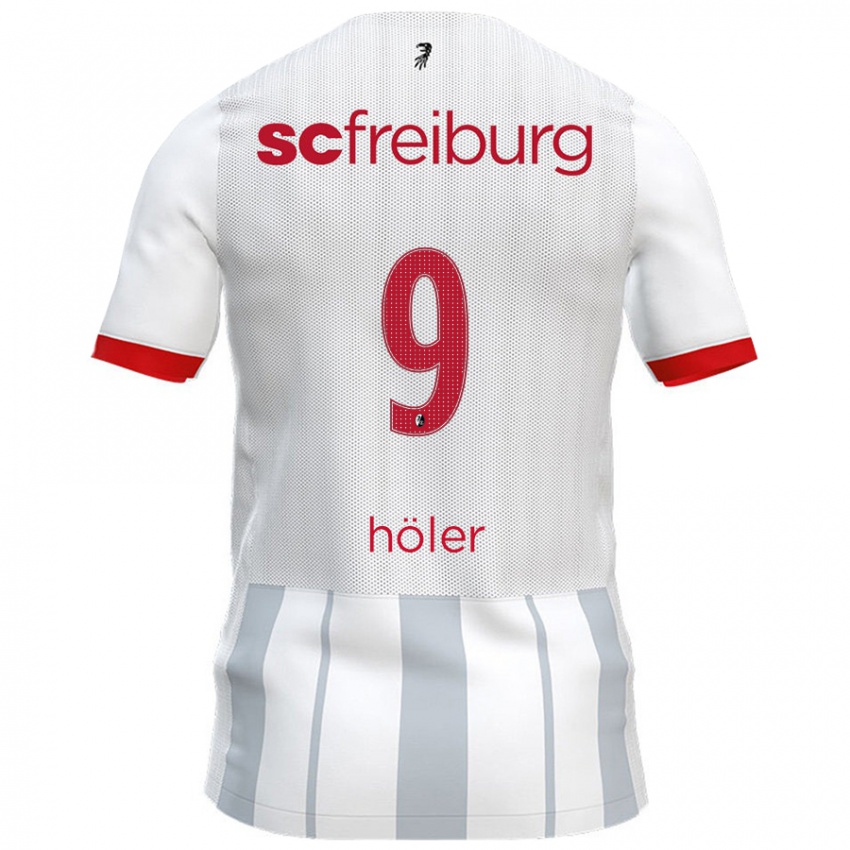 Gyermek Lucas Höler #9 Fehér Szürke Idegenbeli Jersey 2024/25 Mez Póló Ing