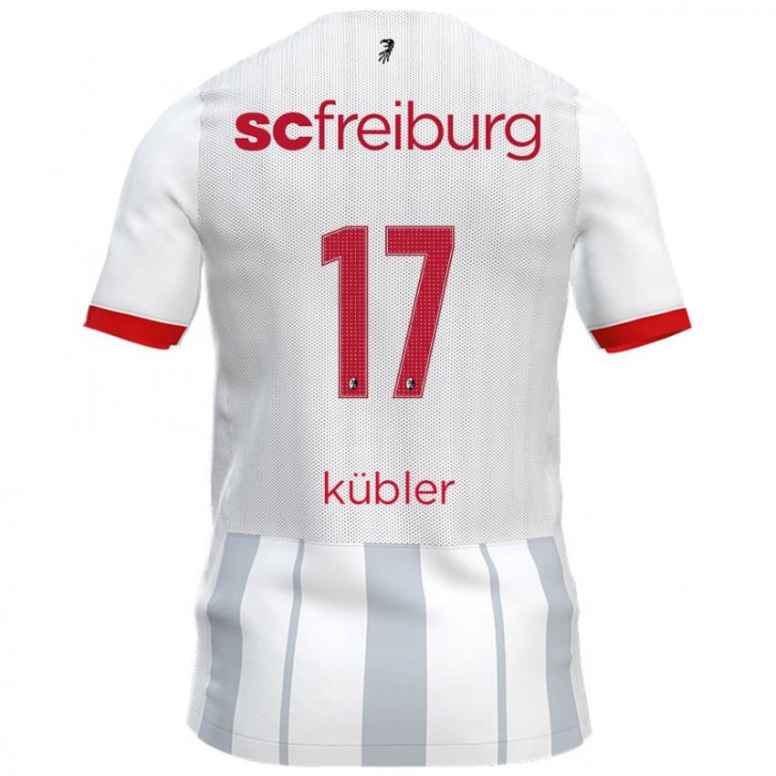 Gyermek Lukas Kübler #17 Fehér Szürke Idegenbeli Jersey 2024/25 Mez Póló Ing