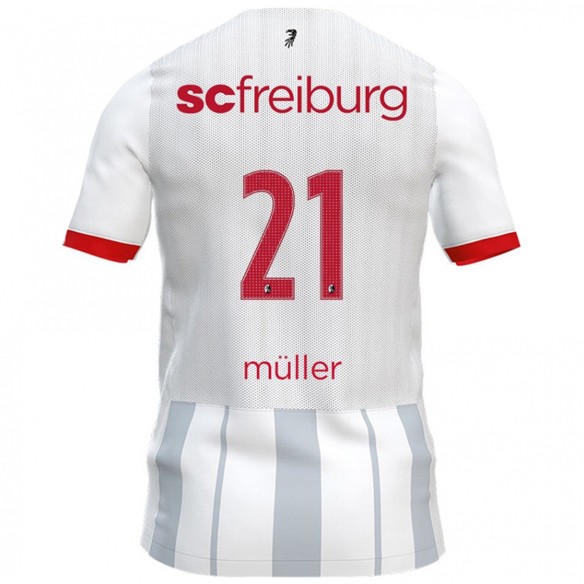 Gyermek Florian Müller #21 Fehér Szürke Idegenbeli Jersey 2024/25 Mez Póló Ing