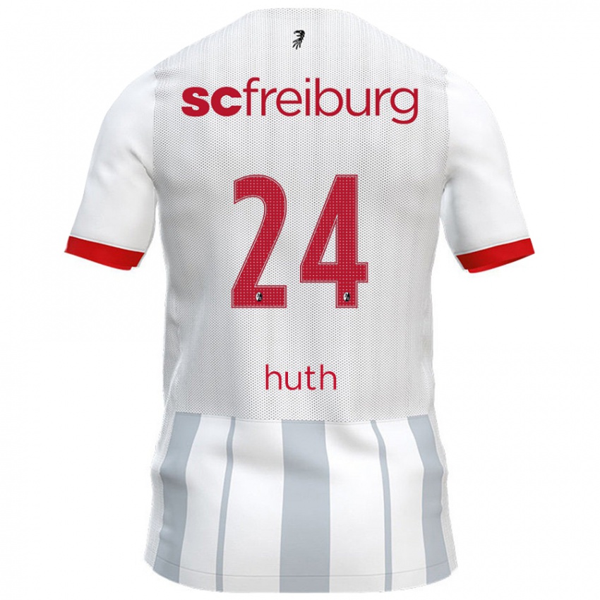 Gyermek Jannik Huth #24 Fehér Szürke Idegenbeli Jersey 2024/25 Mez Póló Ing