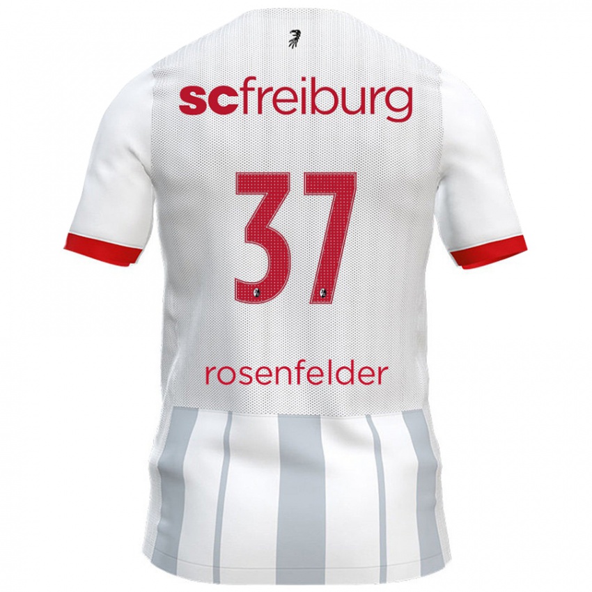 Gyermek Max Rosenfelder #37 Fehér Szürke Idegenbeli Jersey 2024/25 Mez Póló Ing