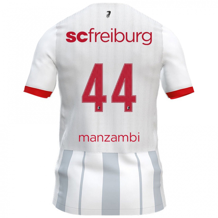 Gyermek Johan Manzambi #44 Fehér Szürke Idegenbeli Jersey 2024/25 Mez Póló Ing