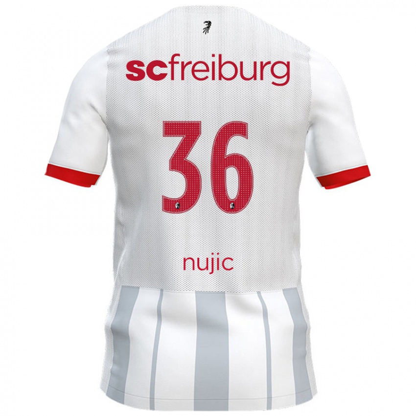 Gyermek Luka Nujic #36 Fehér Szürke Idegenbeli Jersey 2024/25 Mez Póló Ing