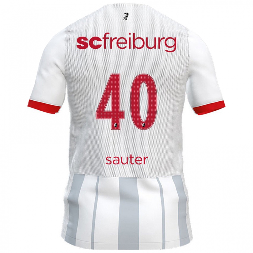 Gyermek Niklas Sauter #40 Fehér Szürke Idegenbeli Jersey 2024/25 Mez Póló Ing