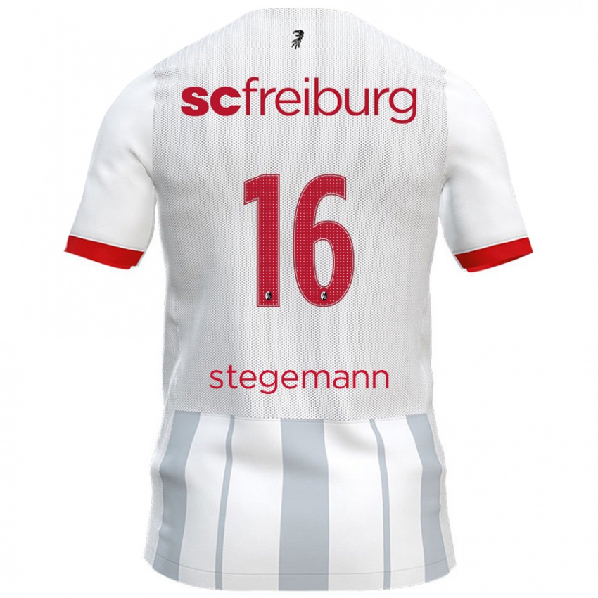 Gyermek Greta Stegemann #16 Fehér Szürke Idegenbeli Jersey 2024/25 Mez Póló Ing