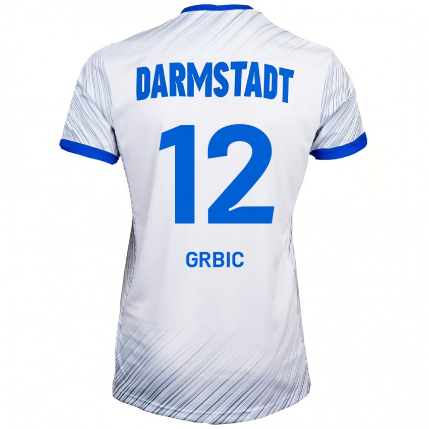 Gyermek Viktor Grbic #12 Fehér Kék Idegenbeli Jersey 2024/25 Mez Póló Ing