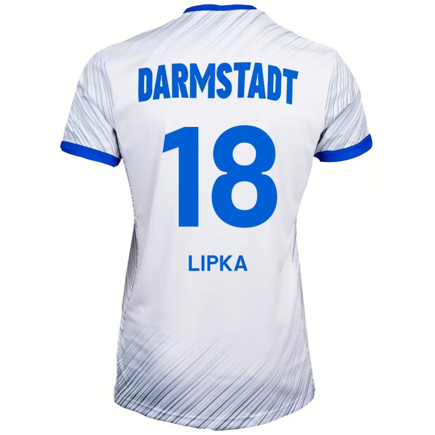 Gyermek David Lipka #18 Fehér Kék Idegenbeli Jersey 2024/25 Mez Póló Ing