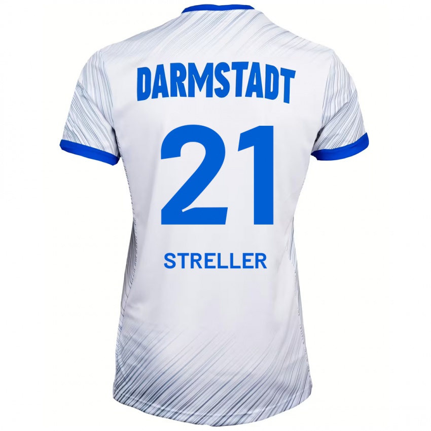 Gyermek Till Streller #21 Fehér Kék Idegenbeli Jersey 2024/25 Mez Póló Ing