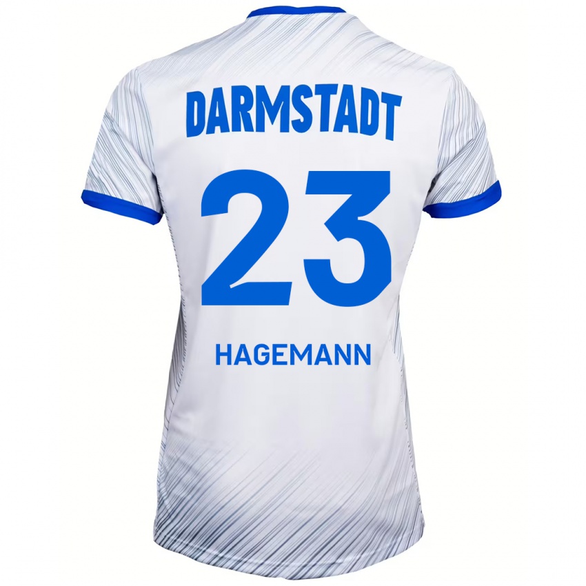 Gyermek Emil Hagemann #23 Fehér Kék Idegenbeli Jersey 2024/25 Mez Póló Ing