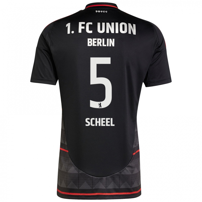 Gyermek Luca Scheel #5 Fekete Idegenbeli Jersey 2024/25 Mez Póló Ing