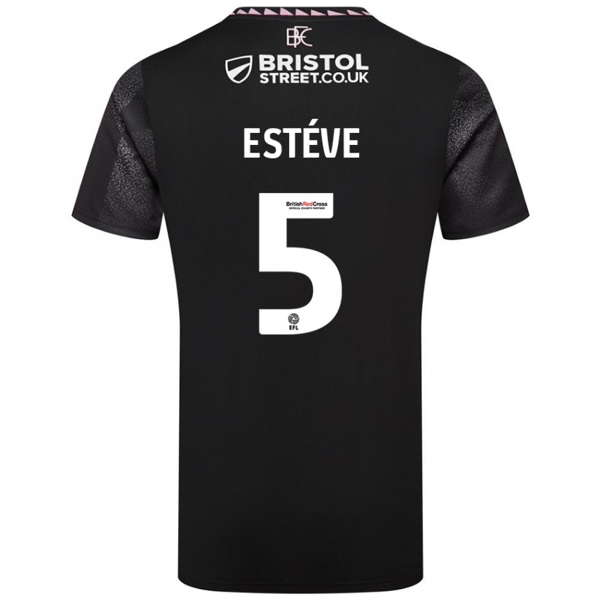 Gyermek Maxime Estève #5 Fekete Idegenbeli Jersey 2024/25 Mez Póló Ing