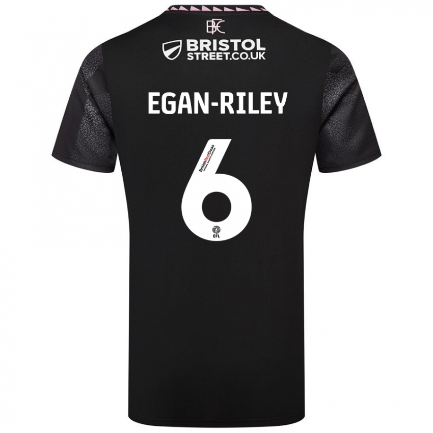 Gyermek Cj Egan-Riley #6 Fekete Idegenbeli Jersey 2024/25 Mez Póló Ing