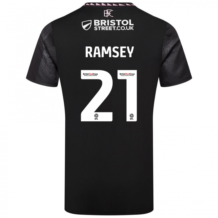 Gyermek Aaron Ramsey #21 Fekete Idegenbeli Jersey 2024/25 Mez Póló Ing