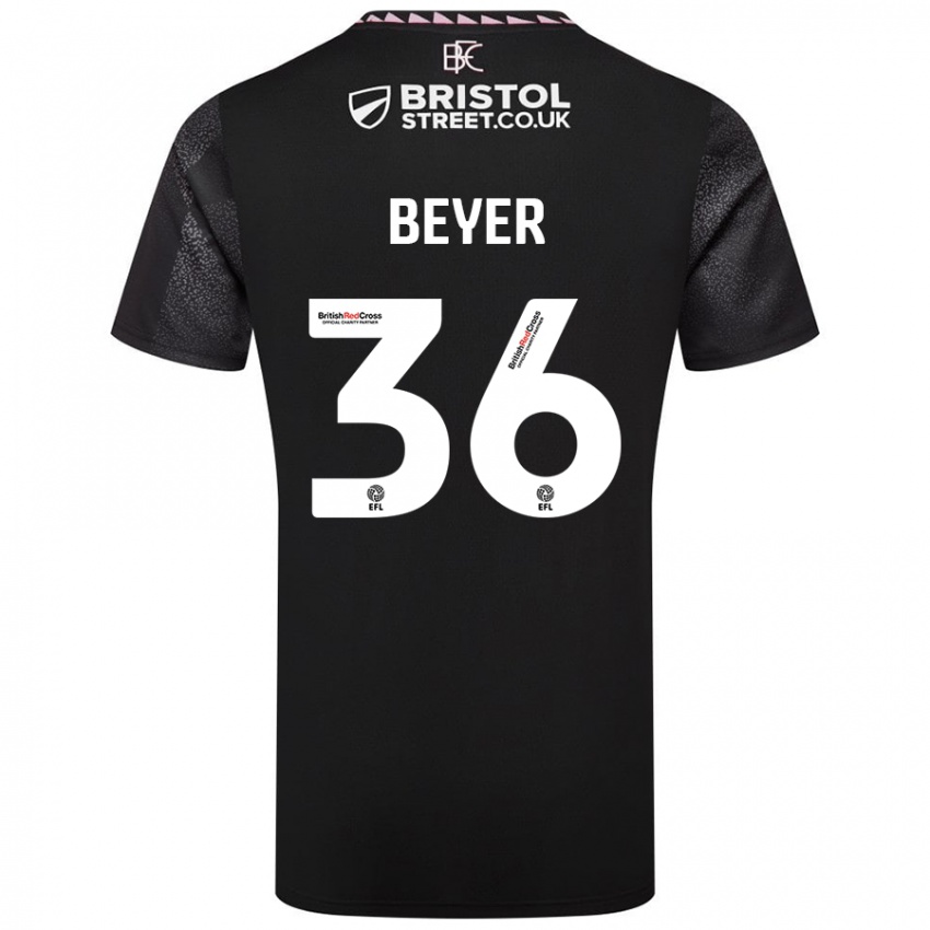 Gyermek Jordan Beyer #36 Fekete Idegenbeli Jersey 2024/25 Mez Póló Ing