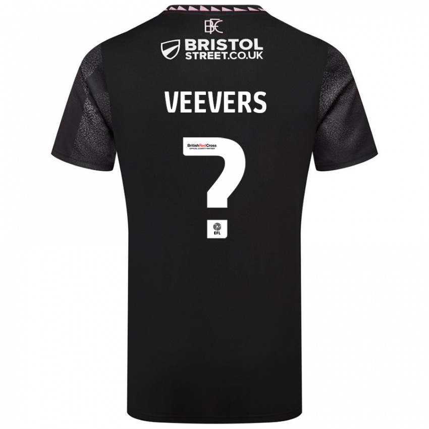 Gyermek Charlie Veevers #0 Fekete Idegenbeli Jersey 2024/25 Mez Póló Ing