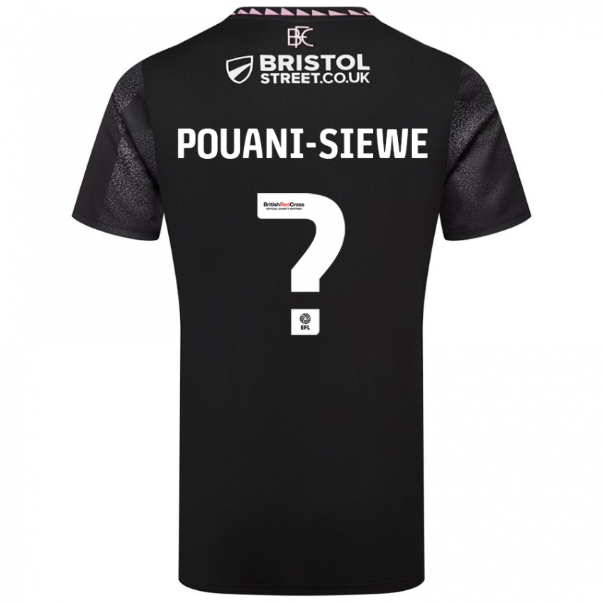 Gyermek Brandon Pouani-Siewe #0 Fekete Idegenbeli Jersey 2024/25 Mez Póló Ing