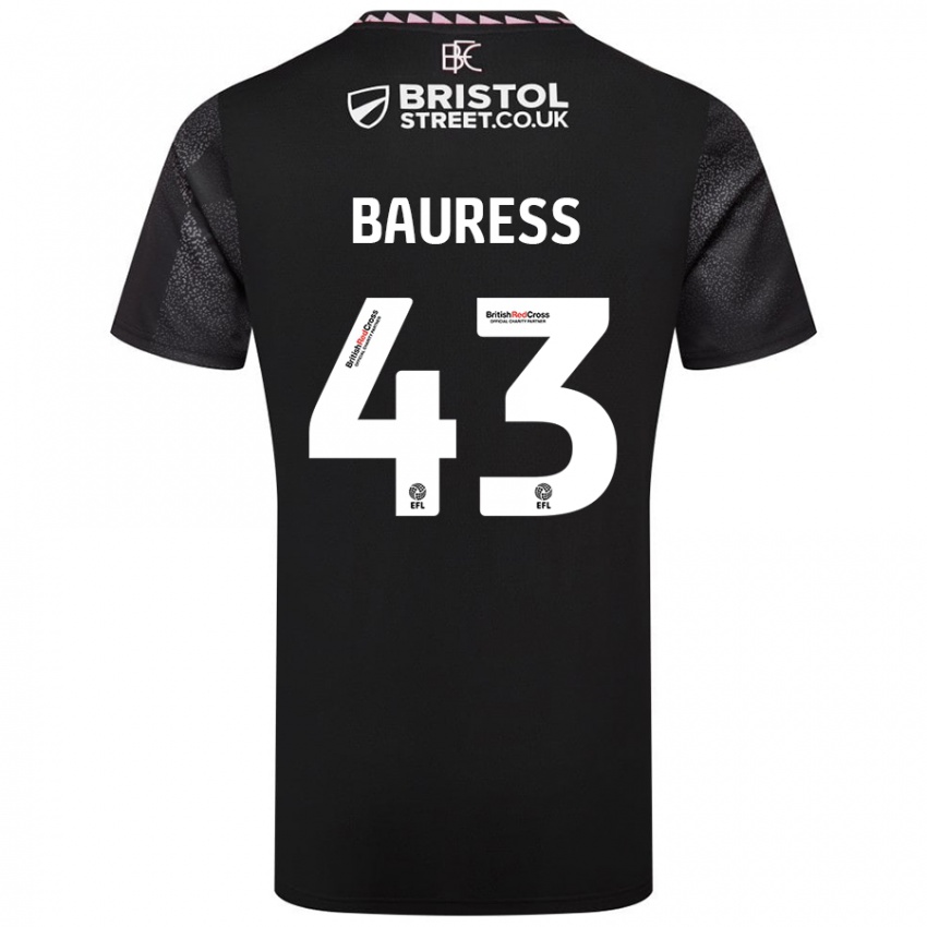 Gyermek Joe Bauress #43 Fekete Idegenbeli Jersey 2024/25 Mez Póló Ing