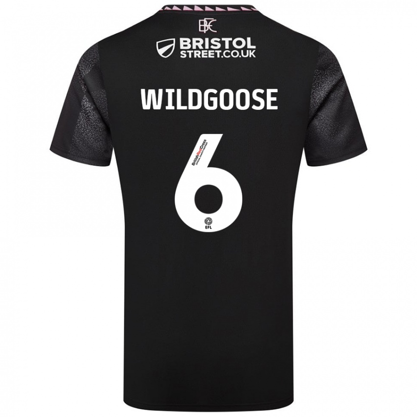 Gyermek Mikayla Wildgoose #6 Fekete Idegenbeli Jersey 2024/25 Mez Póló Ing