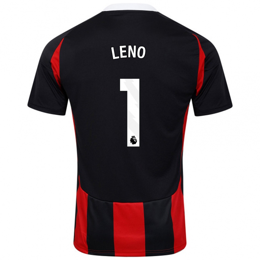 Gyermek Bernd Leno #1 Fekete Piros Idegenbeli Jersey 2024/25 Mez Póló Ing