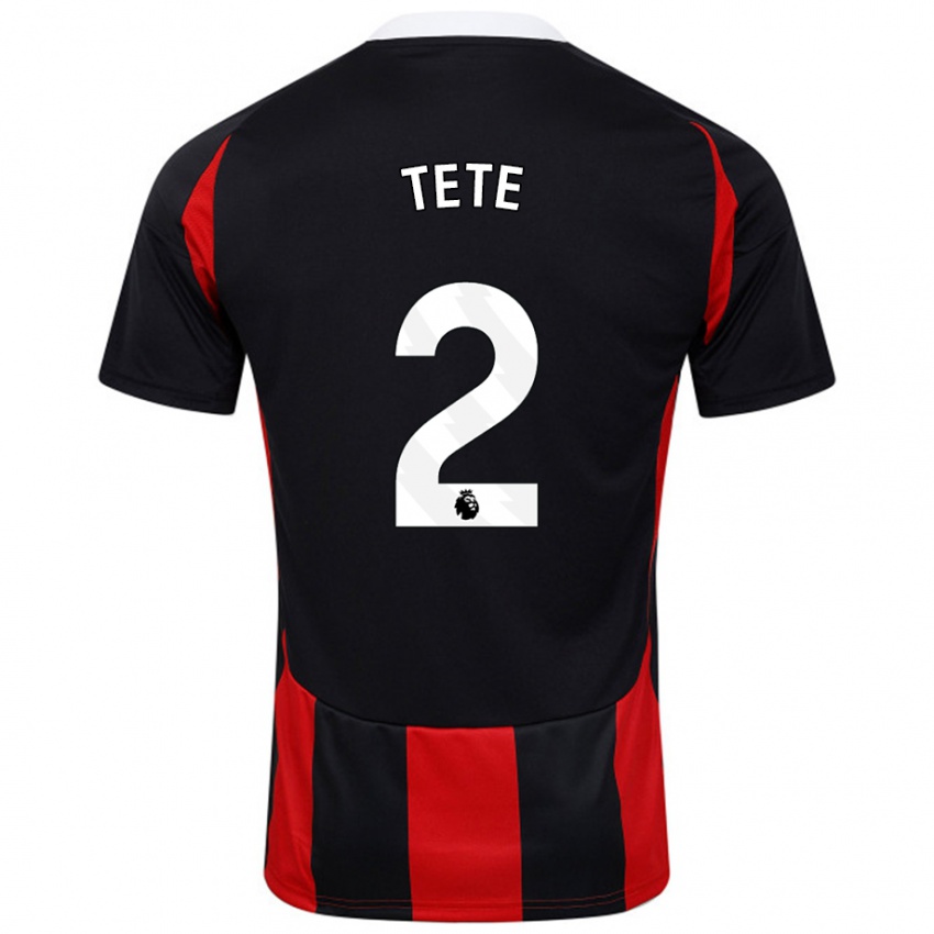 Gyermek Kenny Tete #2 Fekete Piros Idegenbeli Jersey 2024/25 Mez Póló Ing