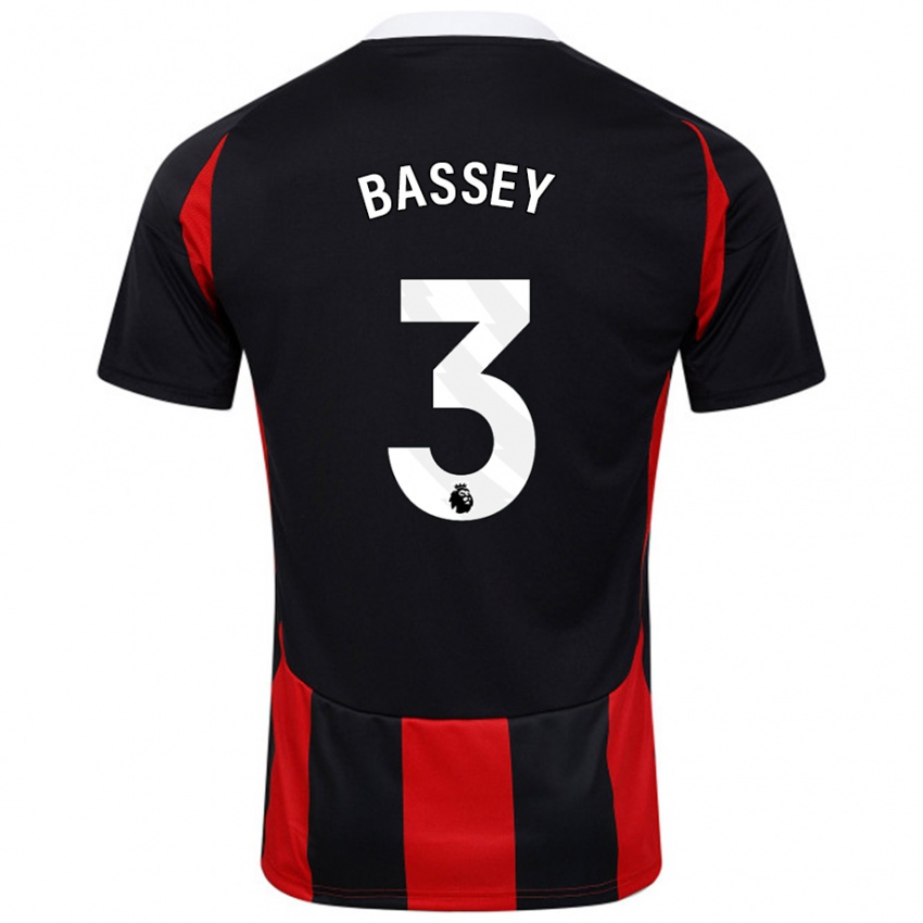 Gyermek Calvin Bassey #3 Fekete Piros Idegenbeli Jersey 2024/25 Mez Póló Ing