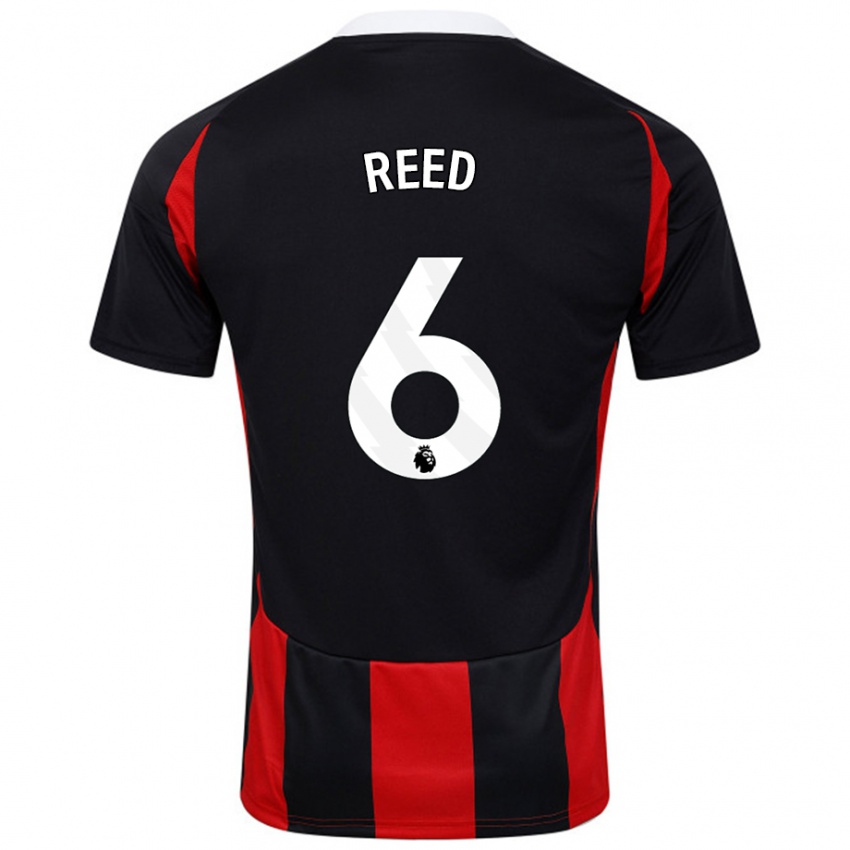 Gyermek Harrison Reed #6 Fekete Piros Idegenbeli Jersey 2024/25 Mez Póló Ing