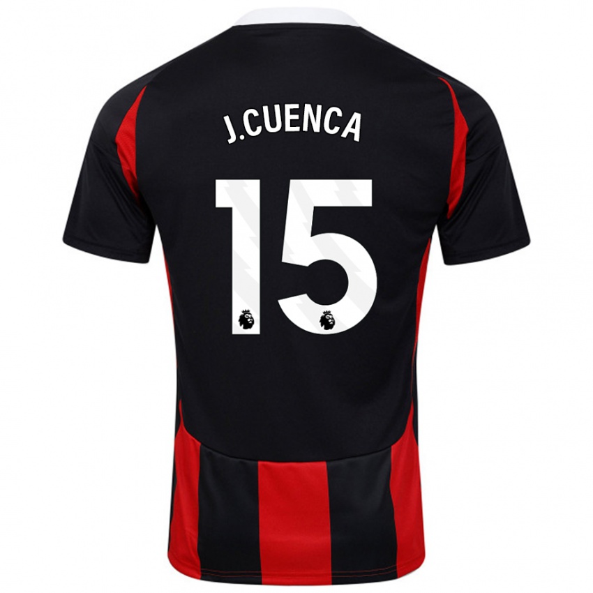 Gyermek Jorge Cuenca #15 Fekete Piros Idegenbeli Jersey 2024/25 Mez Póló Ing