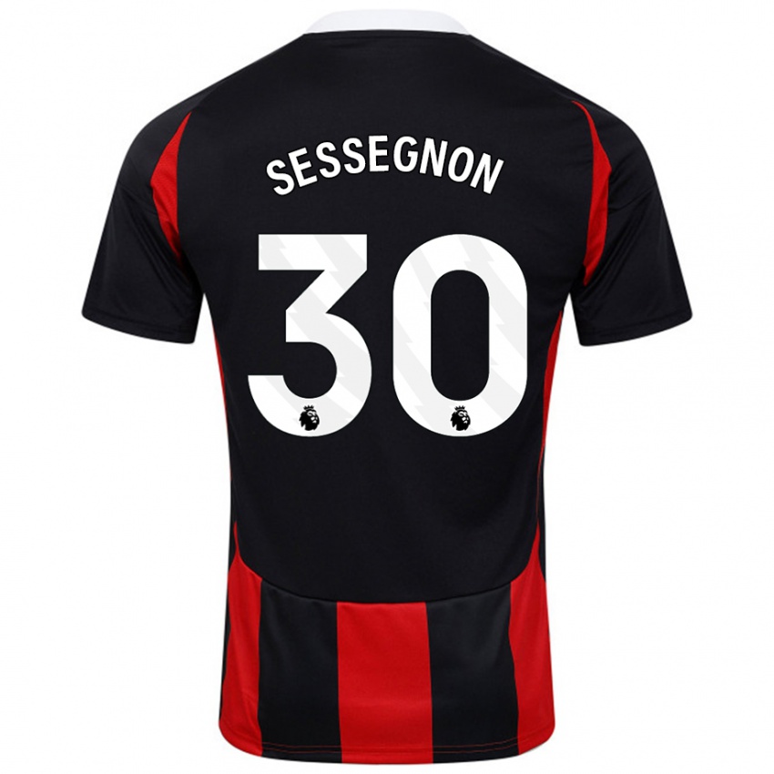 Gyermek Ryan Sessegnon #30 Fekete Piros Idegenbeli Jersey 2024/25 Mez Póló Ing