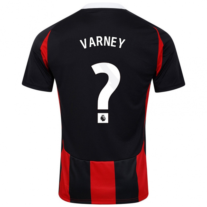 Gyermek Oscar Varney #0 Fekete Piros Idegenbeli Jersey 2024/25 Mez Póló Ing