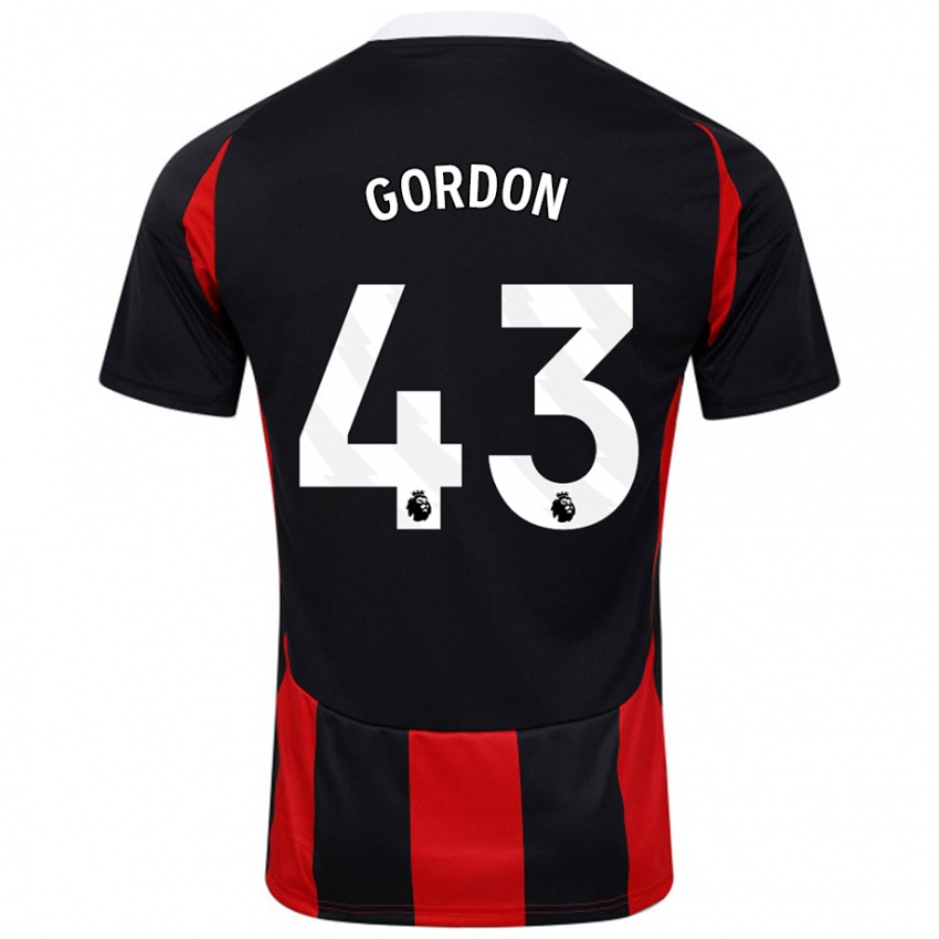 Gyermek Lemar Gordon #43 Fekete Piros Idegenbeli Jersey 2024/25 Mez Póló Ing